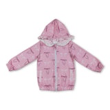 Pink bows plaid ruffle kids girls hooded jacket