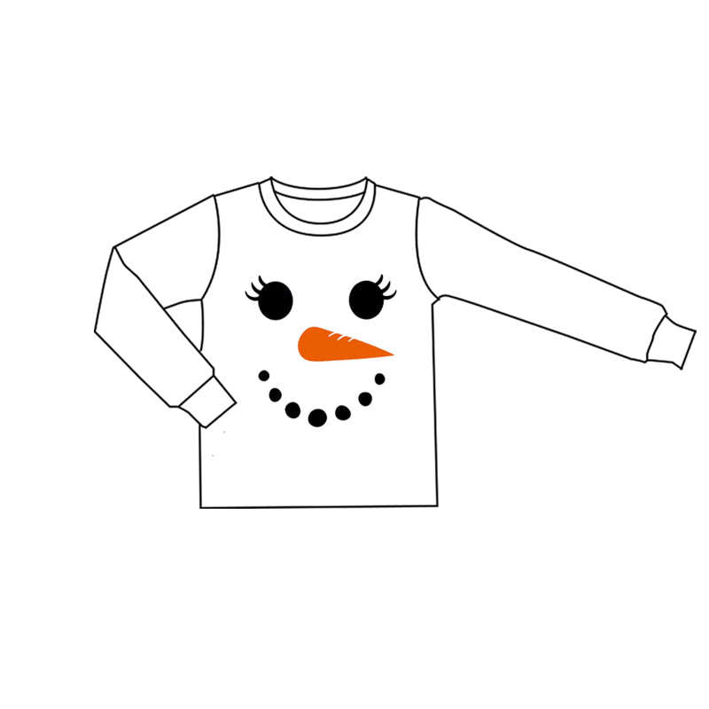 White long sleeves snowman baby girl shirt