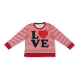 Long sleeves stripe heart love baby kids Valentine's shirt