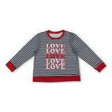 Long sleeves stripe love baby kids Valentine's shirt
