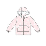 Long sleeves white bows pocket girls hooded jacket