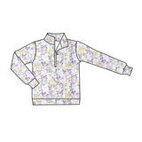 Purple yellow green bows girls Mardi Gras zip pullover