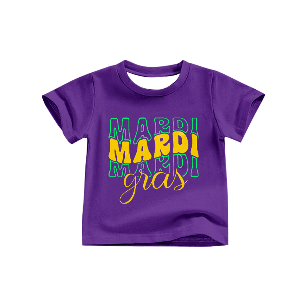 Short sleeves purple mardi gras kids girls summer top