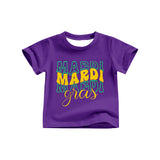 Short sleeves purple mardi gras kids girls summer top