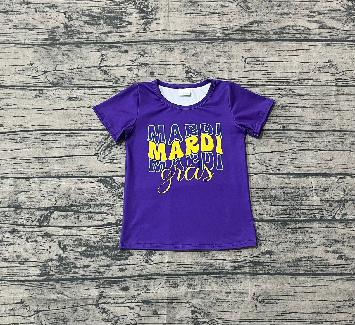 Short sleeves purple mardi gras kids girls summer top