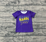 Short sleeves purple mardi gras kids girls summer top