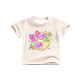 Short sleeves purple yellow green bows snack kids girls summer top