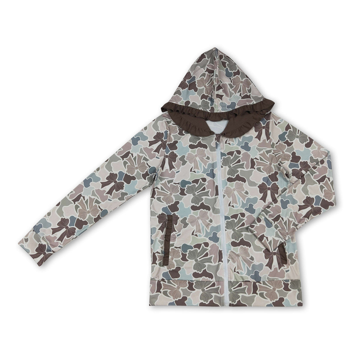 Hunting camo bows adult women zipper hooded jacket