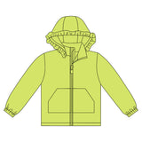 Long sleeves green solid zipper pocket girl hoodie