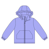Long sleeves blue purple solid zipper pocket girl hoodie