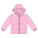 Long sleeves pink solid zipper pocket girl hoodie