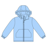 Long sleeves blue solid zipper pocket girl hoodie
