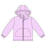 Long sleeves pink purple solid zipper pocket girl hoodie