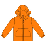 Long sleeves orange solid zipper pocket girl hoodie