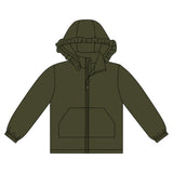 Long sleeves dark green solid zipper pocket girl hoodie