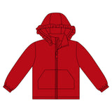 Long sleeves red solid zipper pocket girl hoodie
