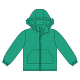Long sleeves cyan solid zipper pocket girl hoodie