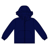 Long sleeves navy solid zipper pocket girl hoodie
