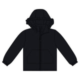 Long sleeves black solid zipper pocket girl hoodie
