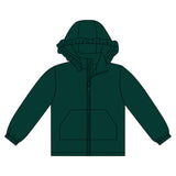 dark green solid zipper pocket girl hoodie