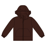 brown solid zipper pocket girl hoodie