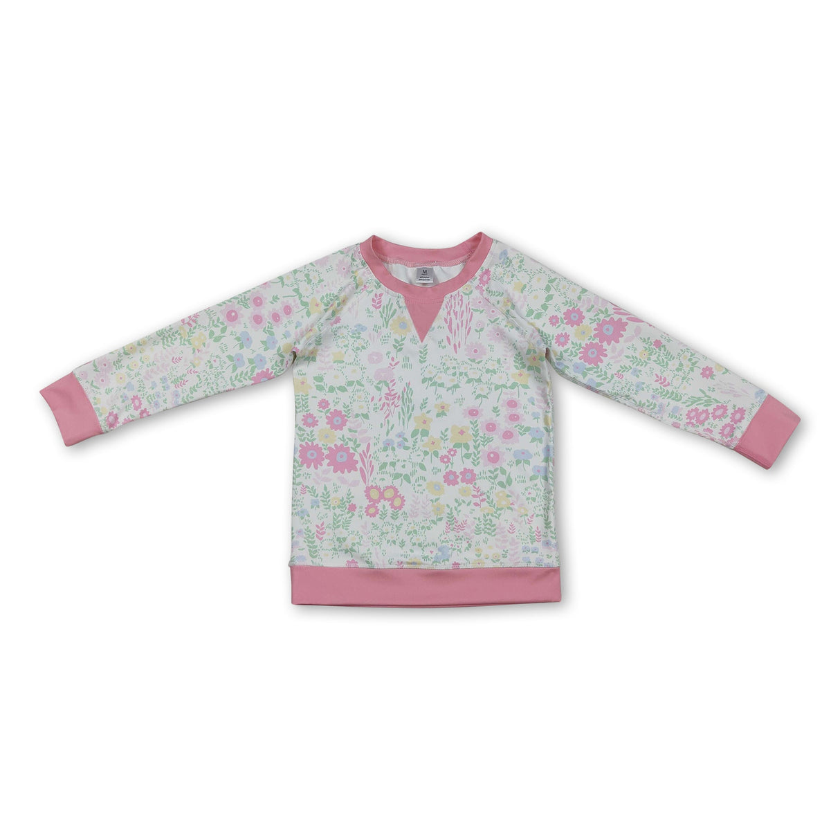 Floral print yoga girl long sleeve pink top