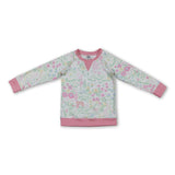 Floral print yoga girl long sleeve pink top