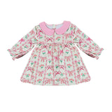 long sleeves pink bows kids girls summer top