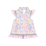 colorful bows print yoga girl top