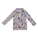 Lavender stripe crown kids girls Mardi Gras active pullover