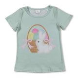 Short sleeves eggs rabbit bow kids girls Easter shirt