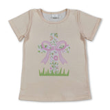 Short sleeves floral cross bow baby girls Easter shirt