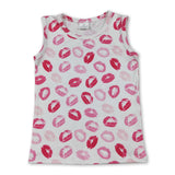 Sleeveless lips kids girls Valentine's shirt