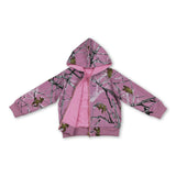 Pink camo long sleeves winter kids girls hooded jacket