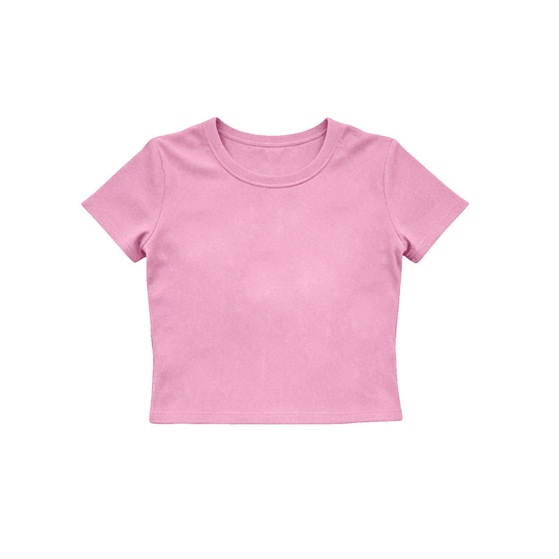 Short sleeves pink kids girls summer yoga active top