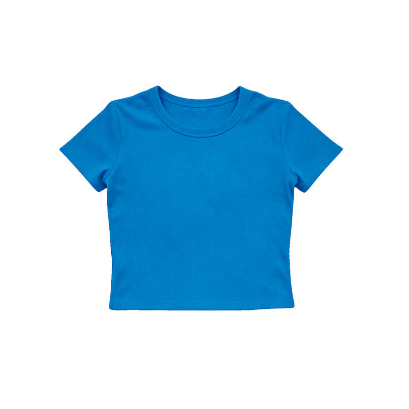 Short sleeves blue kids girls summer yoga active top