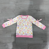 Pink purple bow pumpkin kids girls fall shirt
