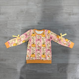 Long sleeves bow pumpkin kids girls fall shirt