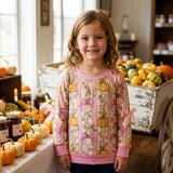 Long sleeves bow pumpkin kids girls fall shirt