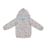 Long sleeves pumpkin bow ruffle girls fall hooded jacket