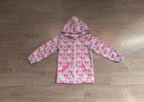 Long sleeves pink bow pocket girls zipper hooded jacket