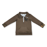Camo long sleeves duck kids pocket zipper pullover