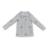Long sleeves pumpkin bow kids girls activewear top