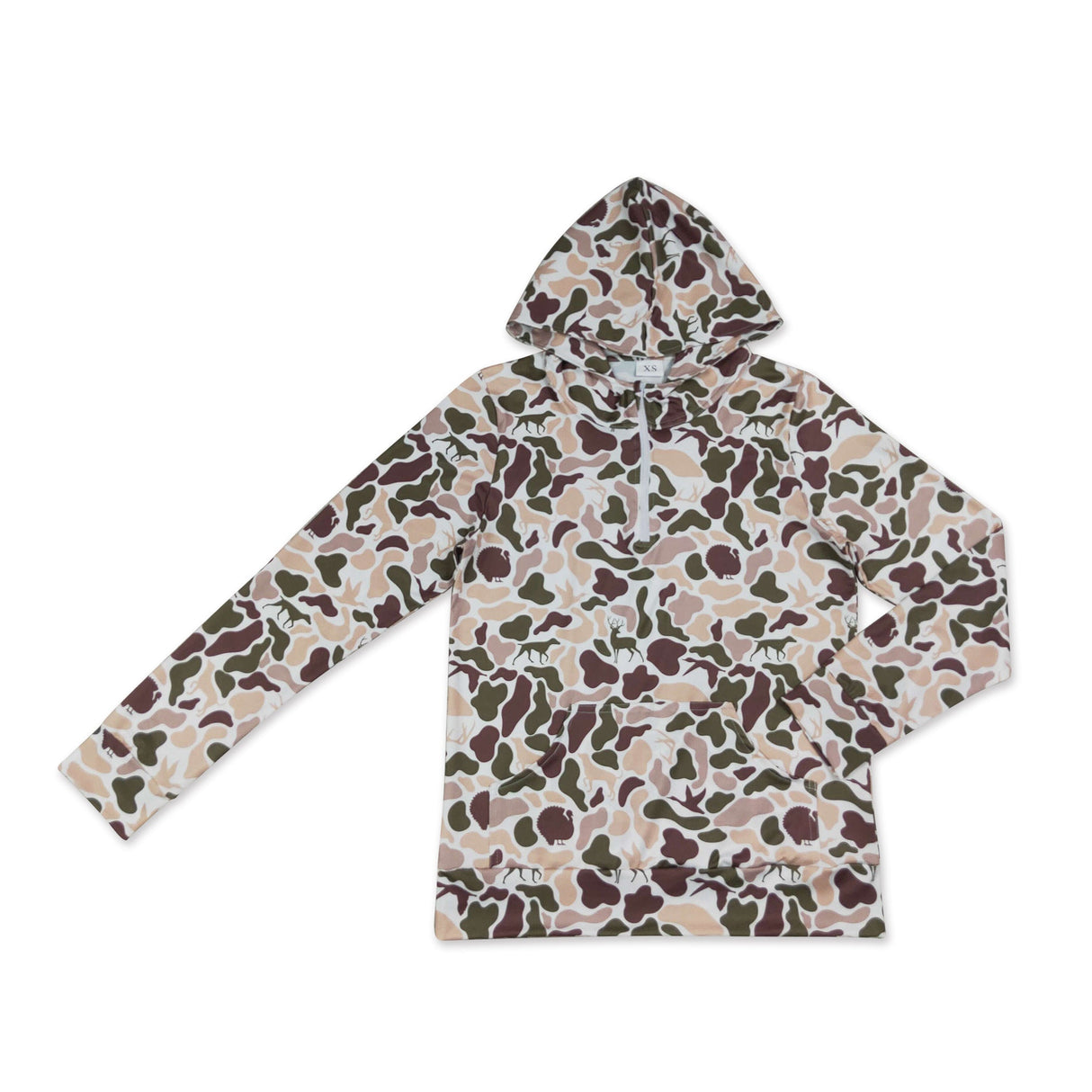 Long sleeves hunting camo pocket adult women zipper hoodie
