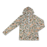 Long sleeves green camo pocket adult women zipper hoodie