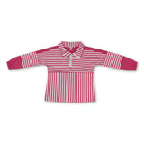 Long sleeves hot pink stripe zipper kids girls yoga pullover