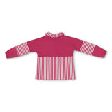 Long sleeves hot pink stripe zipper kids girls yoga pullover