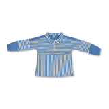 Long sleeves light blue stripe zipper kids girls yoga pullover