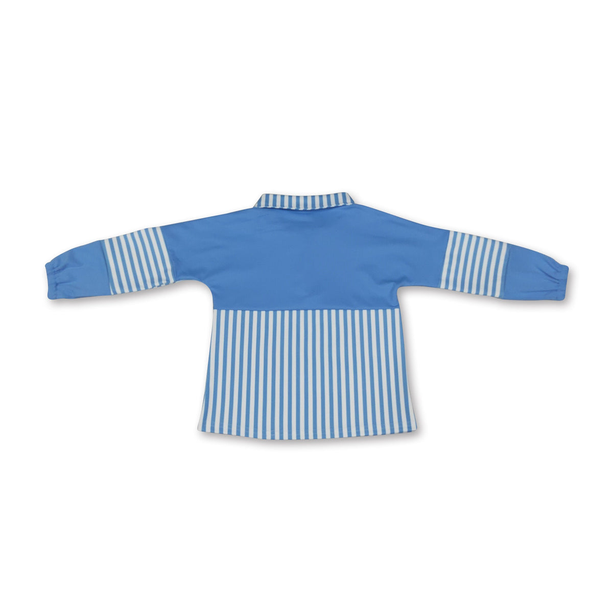 Long sleeves light blue stripe zipper kids girls yoga pullover