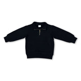 Long sleeves black pocket zipper girls sweatshirt pullover
